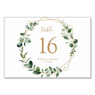 Numéro De Table Elégant Eucalyptus Verdure Gold Table Numéros