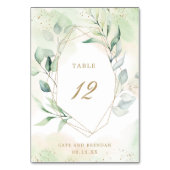 Numéro De Table Elégant Eucalyptus Verdure Or Mariage géométrique (Dos)