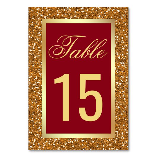 Numéro De Table Elégant Faux Gold Foil Parties scintillant Maroon  (Dos)