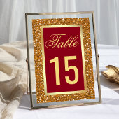 Numéro De Table Elégant Faux Gold Foil Parties scintillant Maroon 