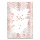 Numéro De Table Élégant feuille d'or rose tropical feuilles romant (Dos)