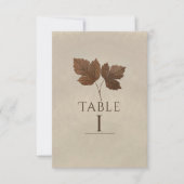 Numéro de table élégant feuilles d'automne minimal (Devant)
