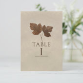 Numéro de table élégant feuilles d'automne minimal (Debout devant)