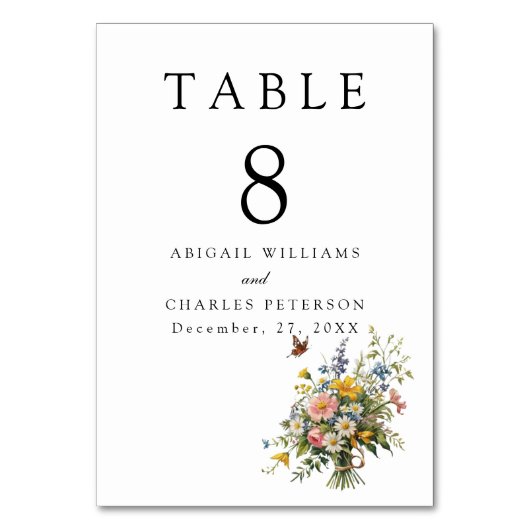 Numéro De Table Élégant Fleur sauvage Boho Bloom (Par défaut)