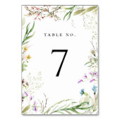 Numéro De Table Élégant Fleur sauvage Botanique Numéro de tableau (Dos)