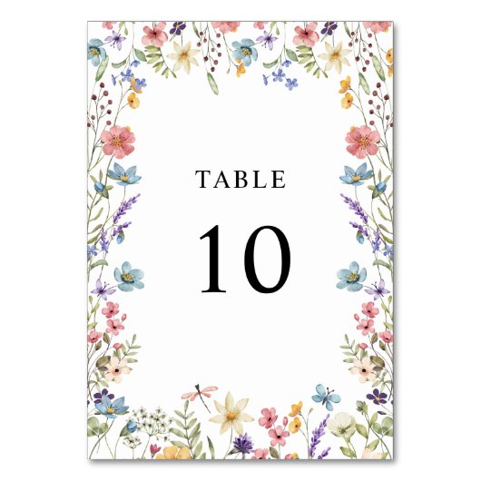 Numéro De Table Élégant Fleur sauvage classique Mariage de fleurs (Dos)