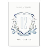 Numéro De Table Elégant Fleur sauvage d'aquarelle bleu Mariage Cre (Dos)