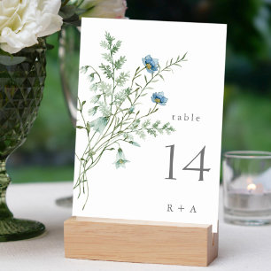 Numéro De Table Elégant Fleur sauvage d'aquarelle Mariage