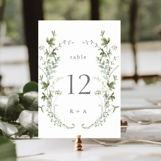 Numéro De Table Elégant Fleur sauvage d'aquarelle Mariage