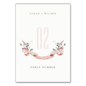 Numéro De Table Élégant Fleur sauvage d'aquarelle rose Mariage de  (Dos)