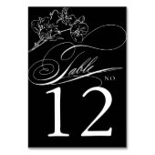Numéro De Table Élégant Fleur sauvage noir et blanc Mariage (Dos)