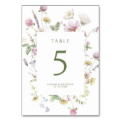 Numéro De Table Élégant Fleur sauvage Pastel Soft Mariage botaniqu (Dos)