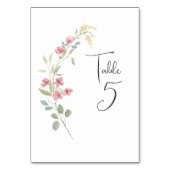 Numéro De Table Elégant Fleur sauvage rose et jaune aquarelle (Dos)