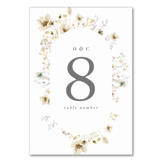 Numéro De Table Élégant Fleur sauvage séché Pampas Floral BOHO OVA (Par défaut)