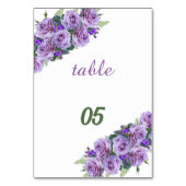 Numéro De Table Élégant Fleur violet Mariage personnalisé (Dos)