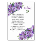 Numéro De Table Élégant Fleur violet Mariage personnalisé (Dos)