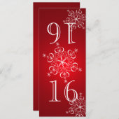 Numéro de table élégant flocons de neige rouges (Devant / Derrière)