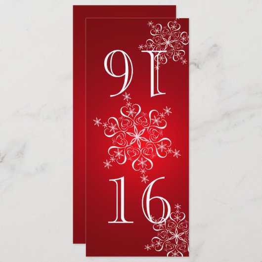 Numéro de table élégant flocons de neige rouges (Devant / Derrière)