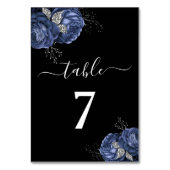 Numéro De Table Élégant floral bleu noir (Par défaut)