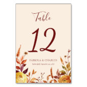 Numéro De Table Elegant Floral Boho Fall in Love Wedding (Dos)