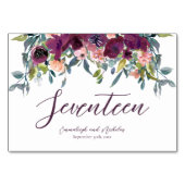 Numéro De Table Élégant floral | Purple Mariage Garland (Dos)