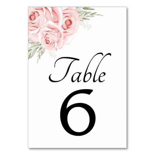 Numéro De Table Élégant floral rose rose mariage blush  (Par défaut)