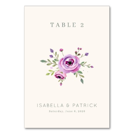 Numéro De Table Elegant Floral Table Number (Dos)
