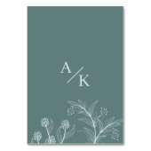 Numéro De Table Élégant Floral Turquoise Mariage (Dos)