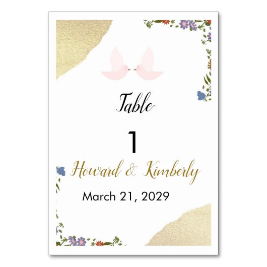 Numéro De Table Elegant Floral Wedding Table Number (Par défaut)