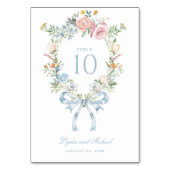 Numéro De Table Elegant Floral Wreath Crest Monogram Table Number (Par défaut)