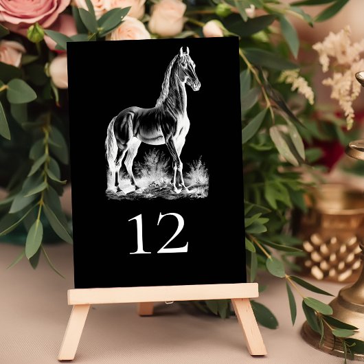 Numéro De Table Élégant Formal Black Horse Mariage équestre