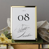Numéro De Table Élégant Formal Black sur blanc Mariage de calligra