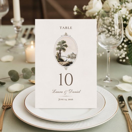 Numéro De Table Elegant French Vintage Chateau Wedding