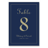 Numéro De Table Elégant Gold Blue Mariage Réception Dîner Formel (Par défaut)