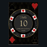 Numéro De Table Elegant Gold Casino Poker Mariage Chip<br><div class="desc">Notre design comprend un design de puces de poker unique orné de faux or pour une touche de luxe, un costume de carte, un motif Art Déco or sur noir comme arrière - plan. Utilisez l'outil Personnaliser pour ajouter vos informations. Pour plus d'informations, visitez s'il vous plaît, ma collection Poker...</div>