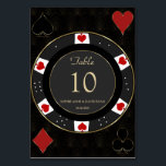 Numéro De Table Elegant Gold Casino Poker Mariage Chip<br><div class="desc">Notre design comprend un design de puces de poker unique orné de faux or pour une touche de luxe, un costume de carte, un motif Art Déco or sur noir comme arrière - plan. Utilisez l'outil Personnaliser pour ajouter vos informations. Pour plus d'informations, visitez s'il vous plaît, ma collection Poker...</div>