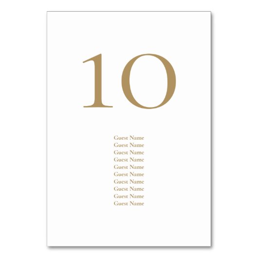 Numéro De Table Elegant Gold Texte Guest Names Mariage Numéro de t (Par défaut)