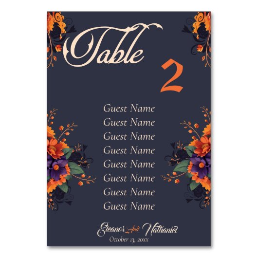 Numéro de table Elegant Gothic Floral avec carte d (Par défaut)