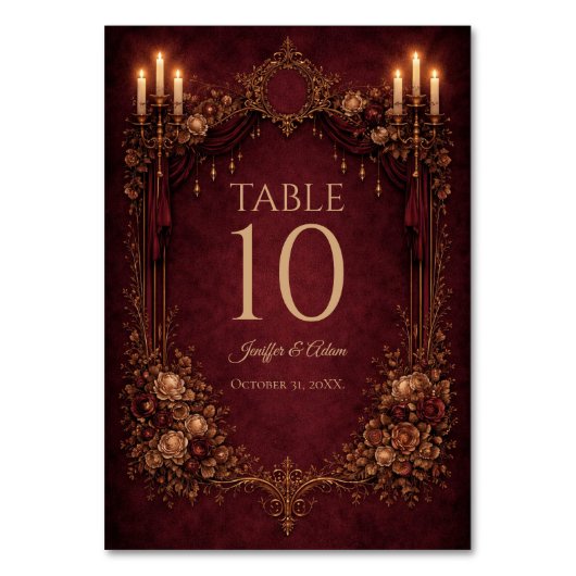 Numéro De Table Elegant Gothic Halloween Wedding Table number (Par défaut)