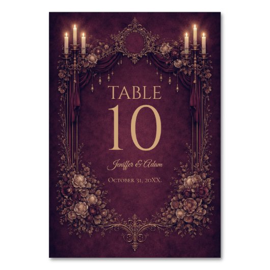 Numéro De Table Elegant Gothic Halloween Wedding Table number (Par défaut)