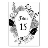 Numéro De Table Elégant Gothique Floral Mariage Réception Noir (Dos)