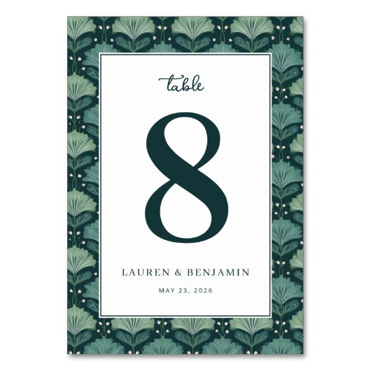 Numéro De Table Elegant Green Leafy Botanical (Par défaut)