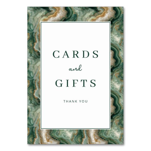 Numéro De Table Elegant Green Marbled Gratitude Card (Par défaut)