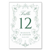 Numéro De Table Elegant Green Ornate Floral Frame Wedding (Dos)