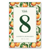 Numéro De Table Elegant Green Peach Illustration (Dos)