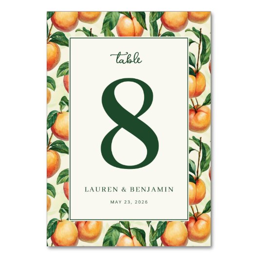 Numéro De Table Elegant Green Peach Illustration (Par défaut)