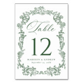 Numéro De Table Elegant Green Victorian Floral Wedding (Dos)