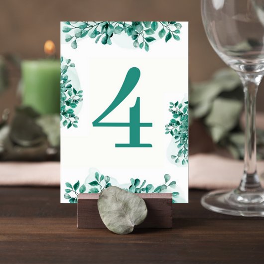 Numéro De Table Elegant Greenery Wedding Table Number Card