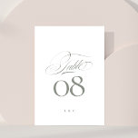 Numéro De Table Elegant Grey sur le Mariage de calligraphie blanc<br><div class="desc">Numéro de tableau - élégant et impressionnant - partie d'une collection</div>