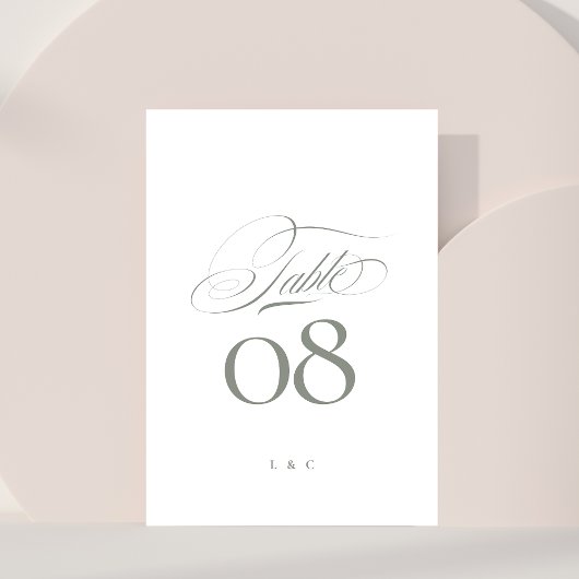 Numéro De Table Elegant Grey sur le Mariage de calligraphie blanc